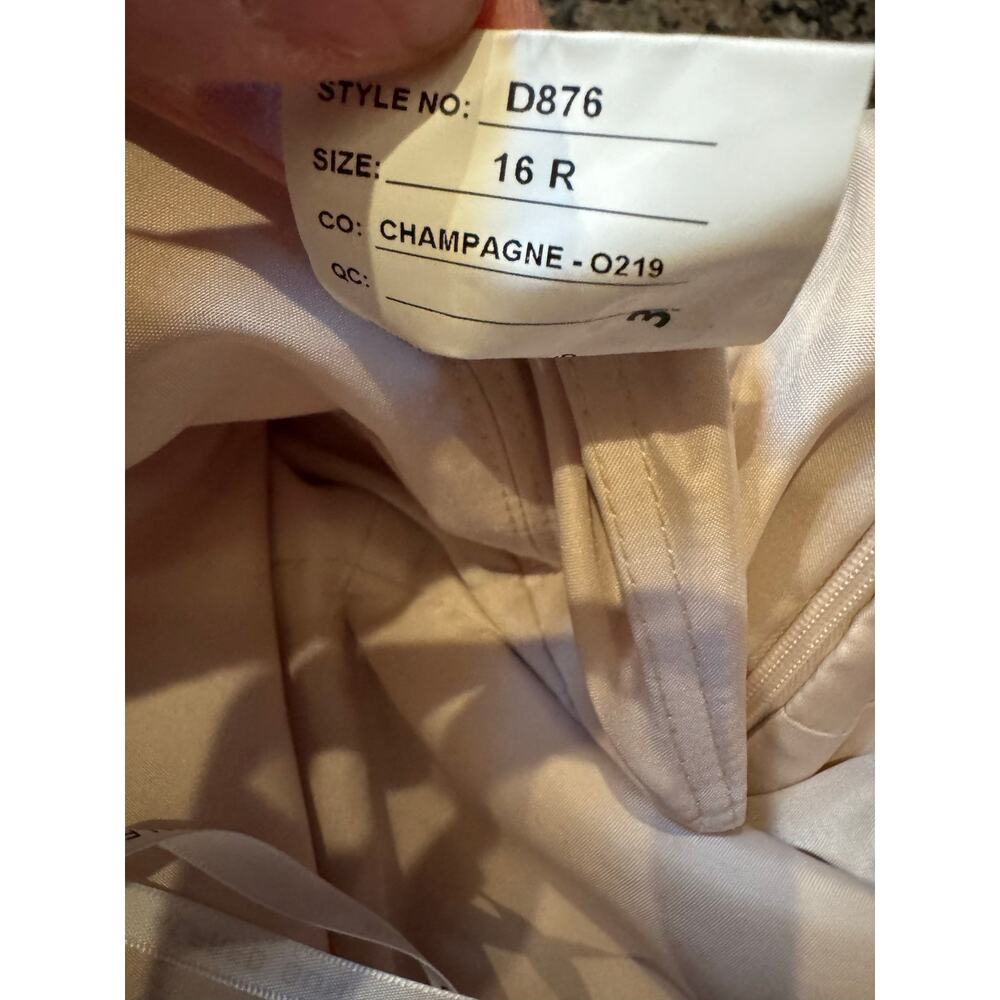 Alfred Sung Champagne Strapless Satin Twill Column Gown size 16 #D876 - Picture 4 of 8